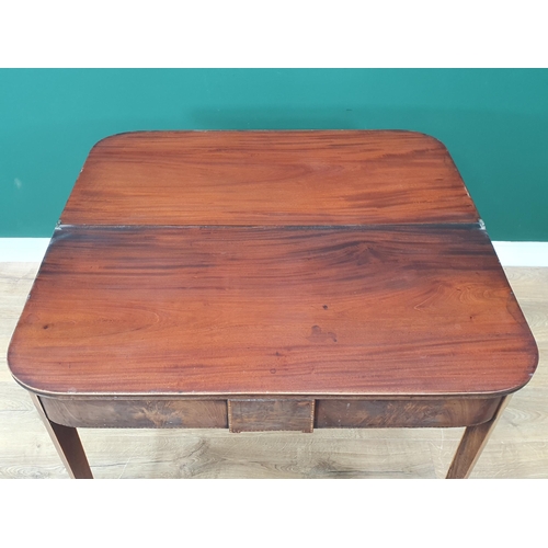 475 - A 19th Century mahogany Fold over Tea Table with satinwood stringing, on square tapered supports, A/... 