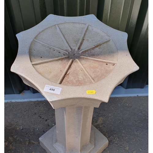 498 - A Bird Bath on octagonal column and square base, 2ft 6in H