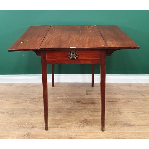 84 - A 19th Century mahogany Pembroke Table with single fitted drawer, on square tapered supports, A/F, 3... 