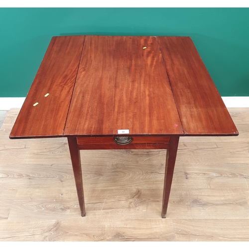 84 - A 19th Century mahogany Pembroke Table with single fitted drawer, on square tapered supports, A/F, 3... 