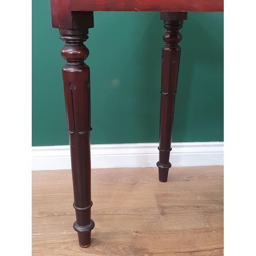 9 - A 19th Century mahogany Side Table fitted two drawers on turned supports, A/F 3ft 5