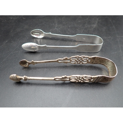 118 - A pair of Georgian silver Chippendale Sugar Tongs, maker: B.M., and a pair of Victorian Sugar Tongs,... 