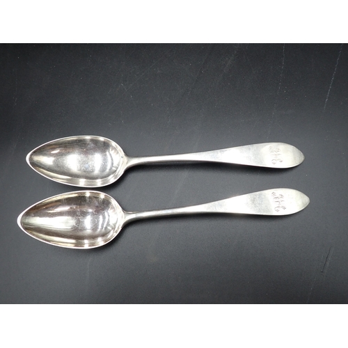 119 - A pair of George III Scottish silver Table Spoons, old English pattern, engraved initials, Edinburgh... 