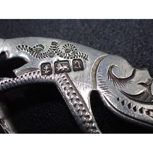 120 - A Victorian silver oval Nurses's Buckle with bright cut engraving, Birmingham 1900