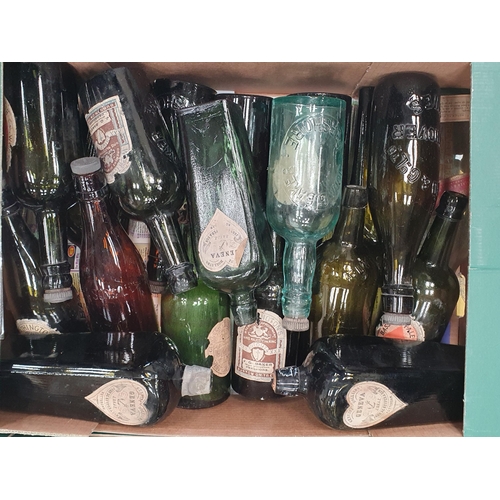 358 - Three boxes of mostly green glass antique Beer and Spirit Bottles.