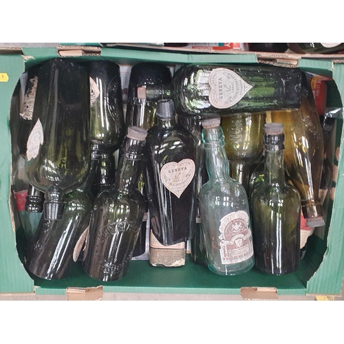 358 - Three boxes of mostly green glass antique Beer and Spirit Bottles.