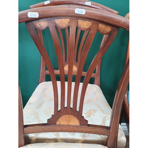 478 - Three bar back Dining Chairs with drop in seats on turned supports, a pair of Bedroom Chairs and a S... 