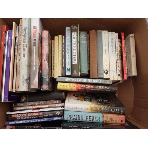 1033 - Two boxes of Books relating to Big Game Hunting to include; Frank Wallace, 'Big Game', Brian Marsh, ... 