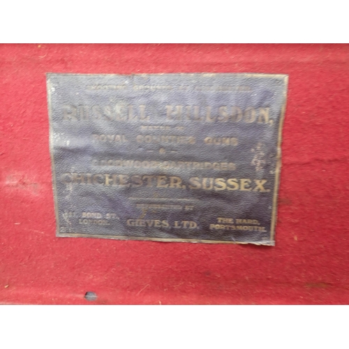 1106 - A canvas covered hard Gun Case bearing John Macpherson label for 28in barrels, another with Russell ... 