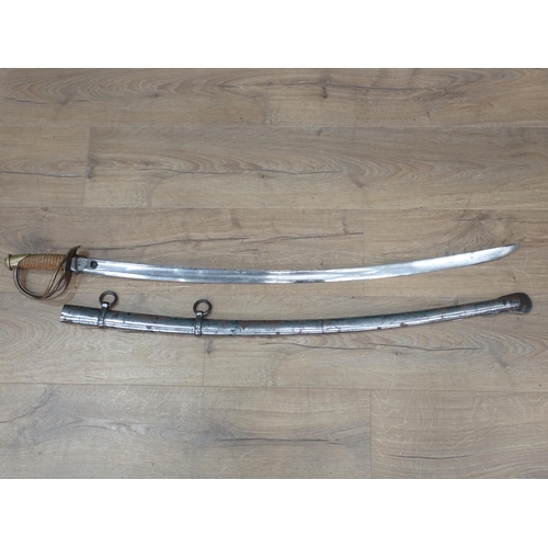 1162 - A Cavalry Trooper's Sword with snakeskin grip in steel scabbard 3ft 6in overall