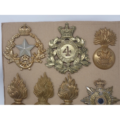 1176 - Fourteen British Army Cap Badges including Royal Engineers, Connaught Rangers and Irish Lights, etc.