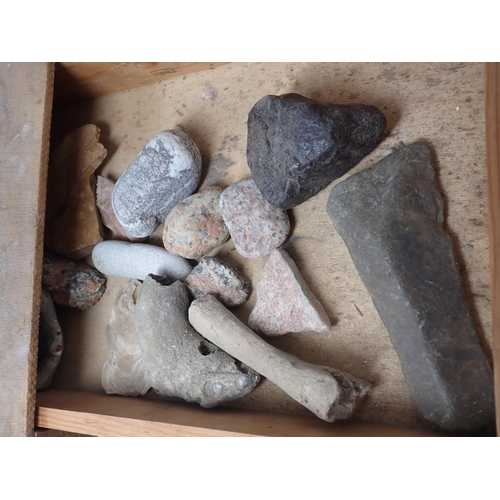 1193 - A wooden Case fitted three drawers containing Mineral and Rock Specimens