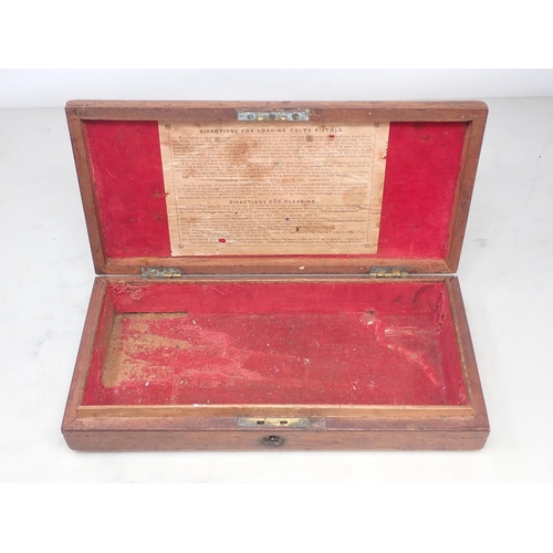 1200 - A 19th Century mahogany Colt Revolver Case, possibly for Navy Percussion Revolver bearing paper labe... 