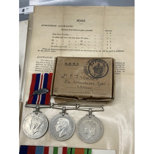 1059 - Four; WWII trio including Defence Medal, War Medal, 1939-45 Star and Italy Star in box of issue with... 