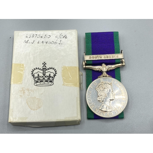 1061 - General Service Medal with South Arabia Clasp to 23873250 Lane Corporal M.J. Langdon, Parachute Regi... 