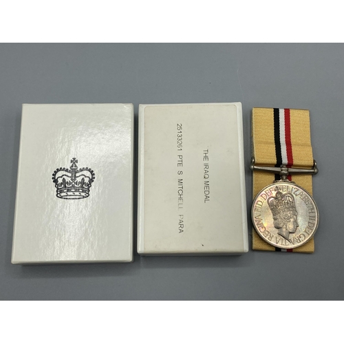 1062 - Iraq Medal to 25133261 Private S. Mitchell, Parachute Regiment, with box of issue