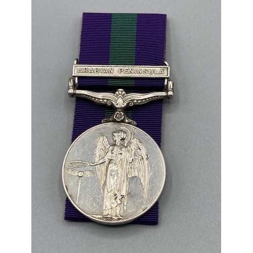 1068 - General Service Medal with Arabian Peninsula Clasp to 23546893 CFN R.H. Johnston REME