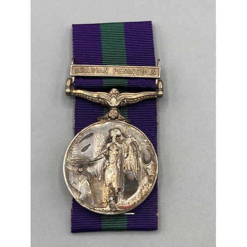 1070 - General Service Medal with Arabian Peninsula Clasp to 23673271 Fusilier R. Broadbent, Royal Highland... 