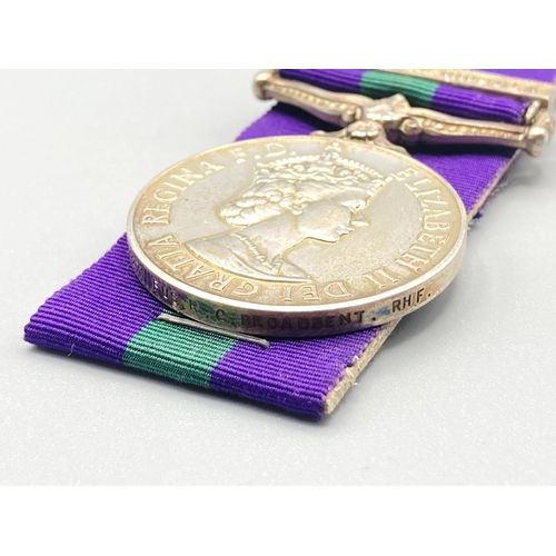 1070 - General Service Medal with Arabian Peninsula Clasp to 23673271 Fusilier R. Broadbent, Royal Highland... 