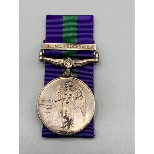 1072 - General Service Medal with Arabian Peninsula Clasp to 23580665 Private D. Buckley, Northampton Regim... 