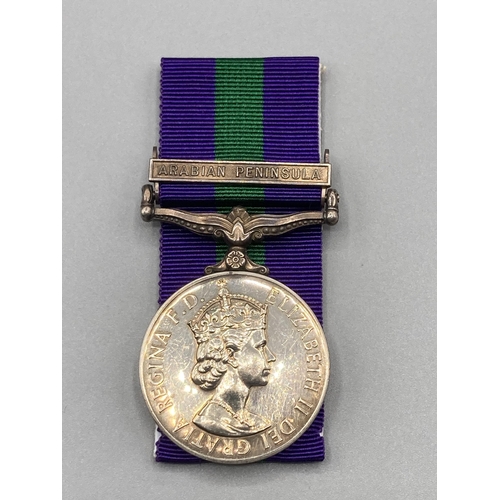 1074 - General Service Medal with Arabian Peninsula Clasp to 23547319 Private A. Midgley, York and Lancaste... 