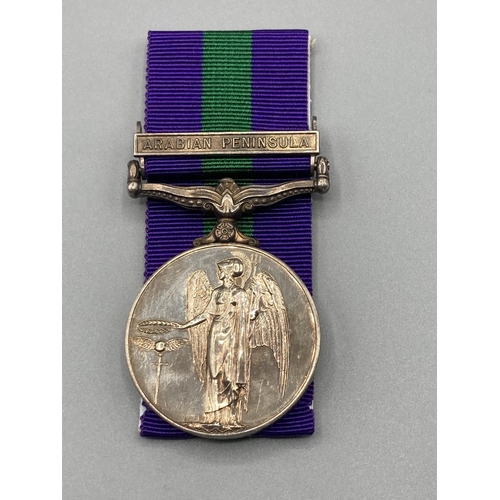 1074 - General Service Medal with Arabian Peninsula Clasp to 23547319 Private A. Midgley, York and Lancaste... 