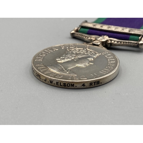 1078 - General Service Medal with Radfan Clasp to 23255714 Corporal J.W. Elsom, 4th Royal Tank Regiment