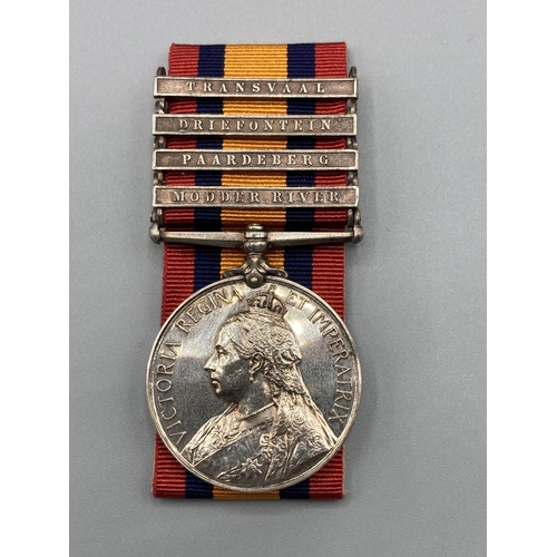 1081 - Queen's South Africa Medal with 'Tansvaal', 'Driefontein', 'Paardeberg' and 'Modder River' clasps to... 