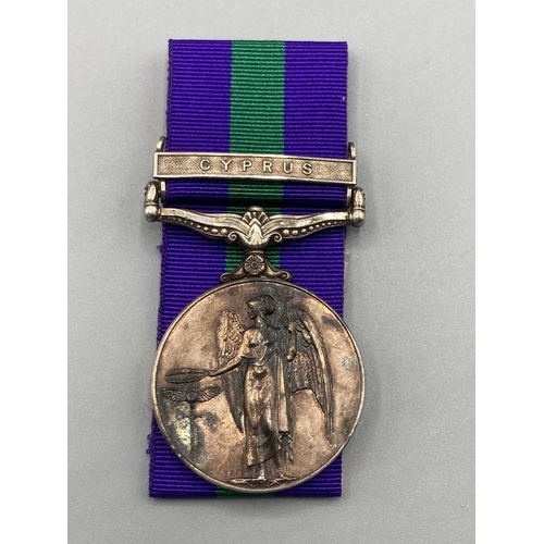 1083 - General Service Medal with Cyprus clasp to 23492249 Pte. J. Barrett, Argyll & Sutherland Highlanders