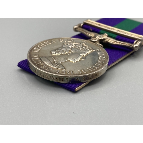 1084 - General Service Medal with Arabian Peninsula clasp to 23253239 Pte. F.H. Forster, Argyll & Sutherlan... 