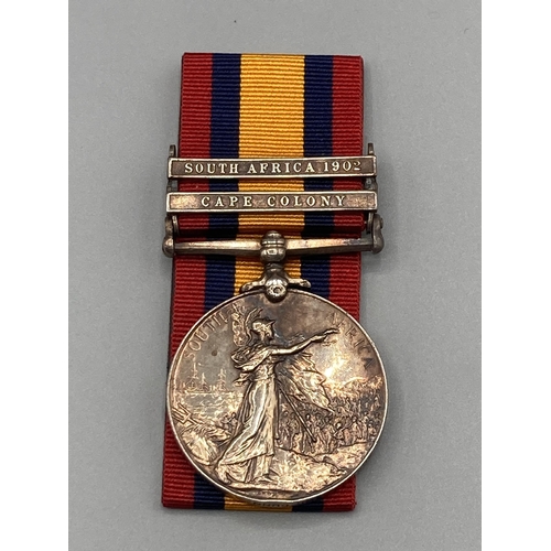 1088 - Queen's South Africa Medal with South Africa 1902 and Cape Colony clasps to 3091 Pte. J. Dunn, Argyl... 