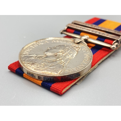 1090 - Queen's South Africa Medal with Orange Free State and Cape Colony clasps to 1949 Pte. R. Burns, Argy... 