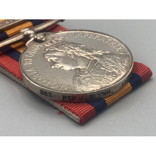 1092 - Queen's South Africa Medal with South Africa 1902 clasp to 857 Pte. J. Flynn, Argyll & Sutherland Hi... 