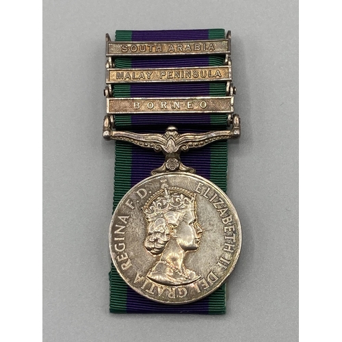 1214 - General Service Medal with Borneo, Malay Peninsula and South Arabia clasps to 23930345 Pte. D.A. Cos... 