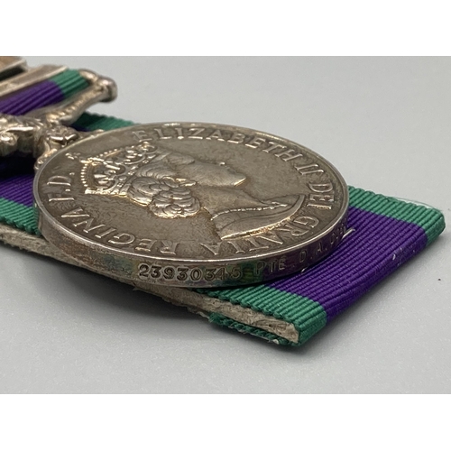 1214 - General Service Medal with Borneo, Malay Peninsula and South Arabia clasps to 23930345 Pte. D.A. Cos... 