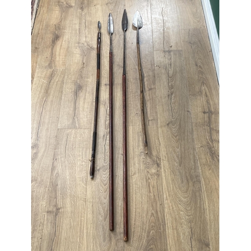 1001 - Four East African Masai type Spears with leaf shaped heads