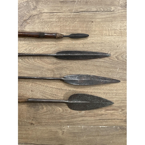 1001 - Four East African Masai type Spears with leaf shaped heads