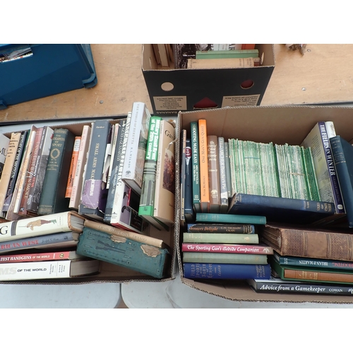 1035 - Two boxes of Books on Shooting and Guns including a collection of Field Sports Magazines, Henty Down... 