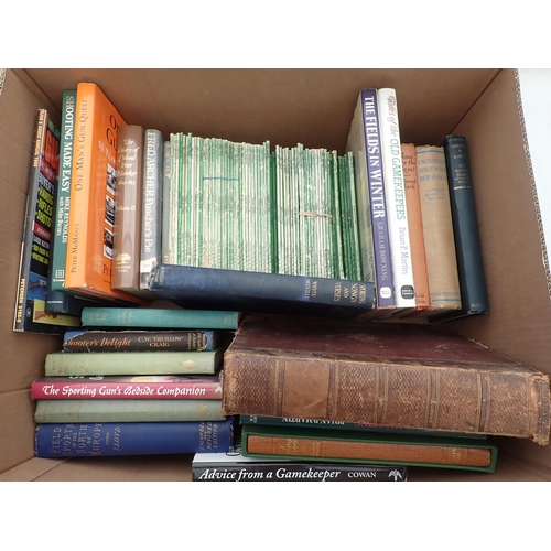 1035 - Two boxes of Books on Shooting and Guns including a collection of Field Sports Magazines, Henty Down... 