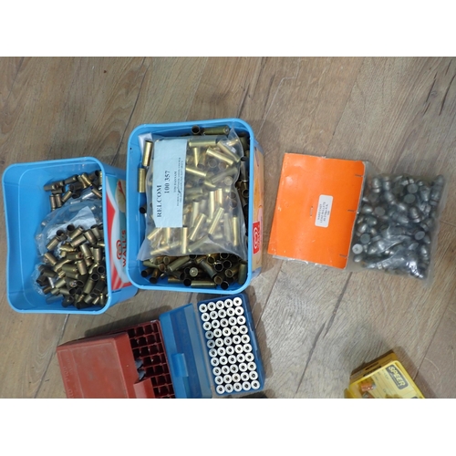 1047 - Box of Bullet Cases and Heads including .357 Magnum, .38 Heads, .45 Heads, etc.