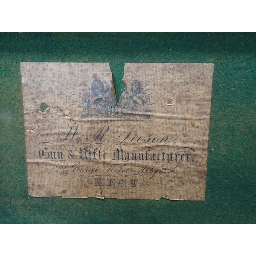 1107 - A canvas covered hard Gun Case bearing Army and Navy label for 30in barrels, another with W.R. Leeso... 