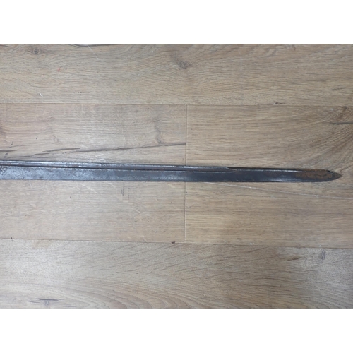 1168 - A 19th Century Hunting Swords with antler grip and D shaped guard A/F, 2ft 3in overall