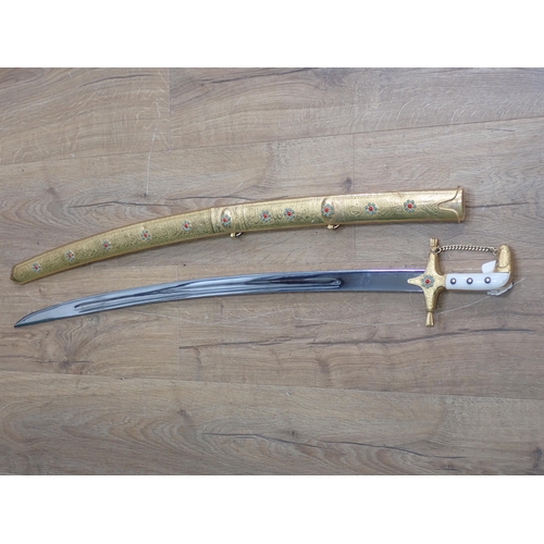 1171 - An Arab style Shamshir with gilded metal scabbard 3ft 3in overall