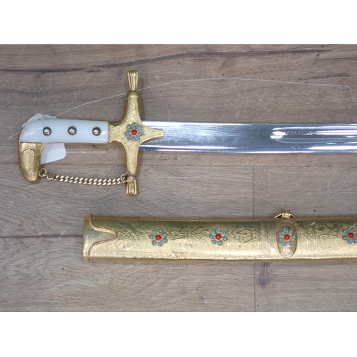 1171 - An Arab style Shamshir with gilded metal scabbard 3ft 3in overall