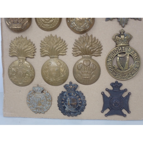 1176 - Fourteen British Army Cap Badges including Royal Engineers, Connaught Rangers and Irish Lights, etc.