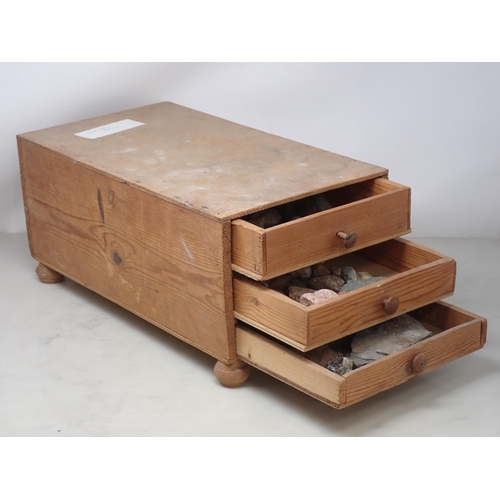 1193 - A wooden Case fitted three drawers containing Mineral and Rock Specimens