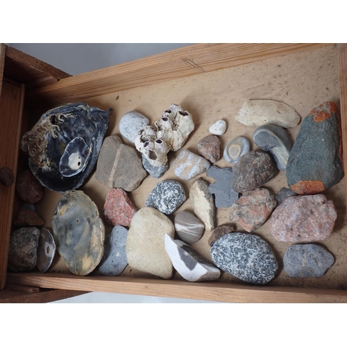 1193 - A wooden Case fitted three drawers containing Mineral and Rock Specimens