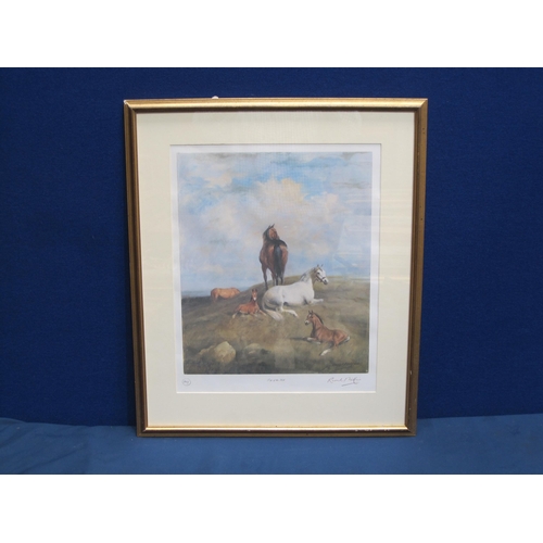 1199 - AFTER SIR ALFRED JAMES MUNNINGS (1878-1959) - 'Huntsman with Hounds at a Meet', colour print, 15½ x ... 