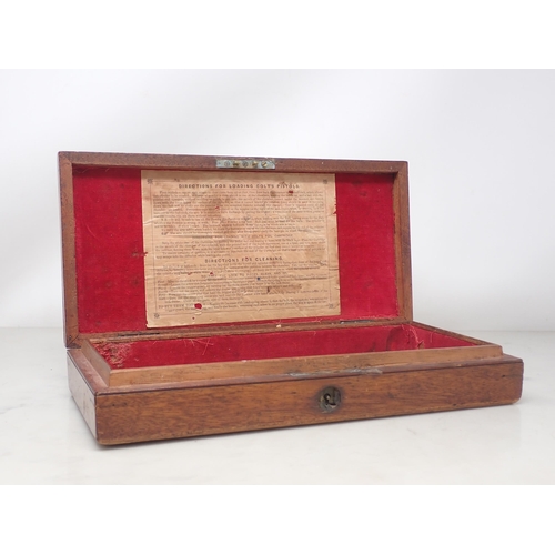 1200 - A 19th Century mahogany Colt Revolver Case, possibly for Navy Percussion Revolver bearing paper labe... 