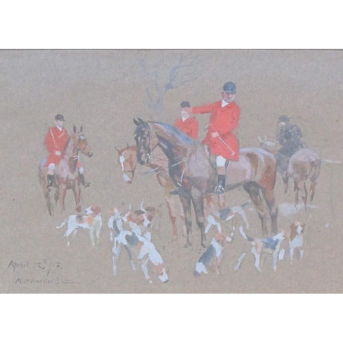 1226 - MABEL AUGUSTA KINGWELL (1890-1924).  A lady mounted side-saddle  with other mounted hunting figures ... 